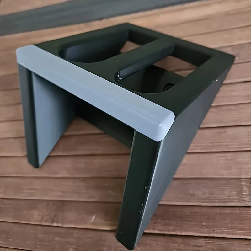 Black punk-style plastic pistol stand for replica firearm display