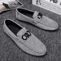 Men's black and grey suede and leather casual shoes with rubber soles for summer
