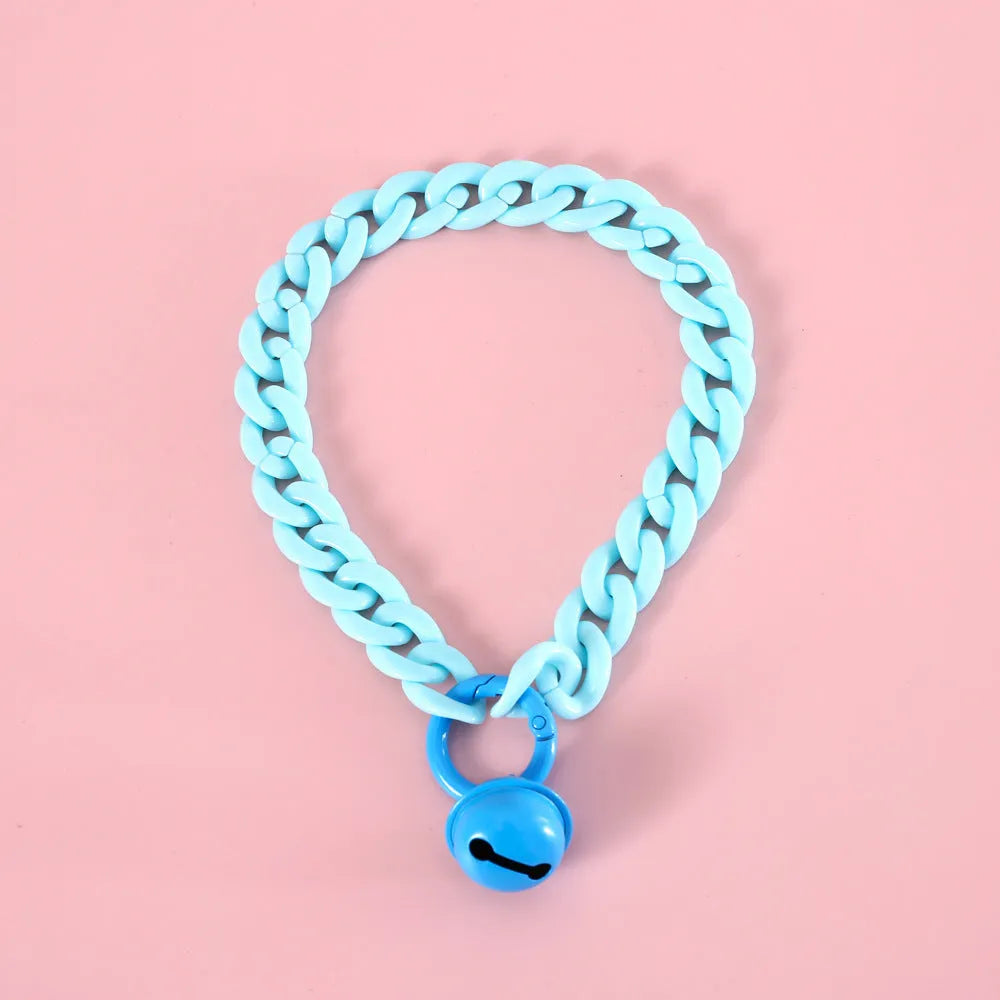 Adjustable plastic pet collar in macaron candy colours for cats, dogs, and rabbits.