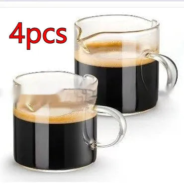 White transparent glass double mouth coffee cup with modern simple design