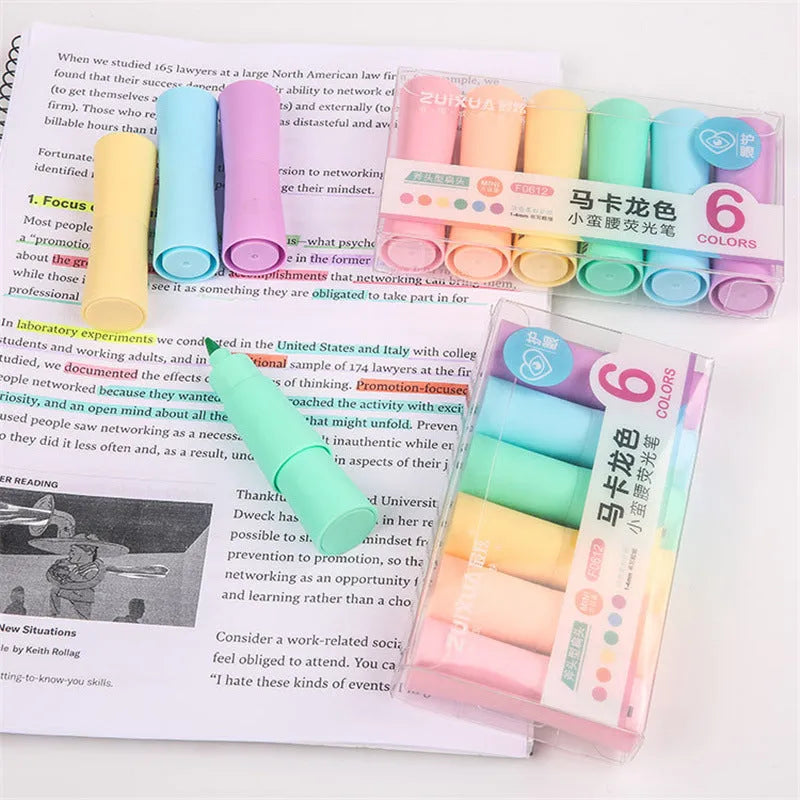 Macaron colour marker painting pen set, 6 colours, plastic shell, bagged packaging