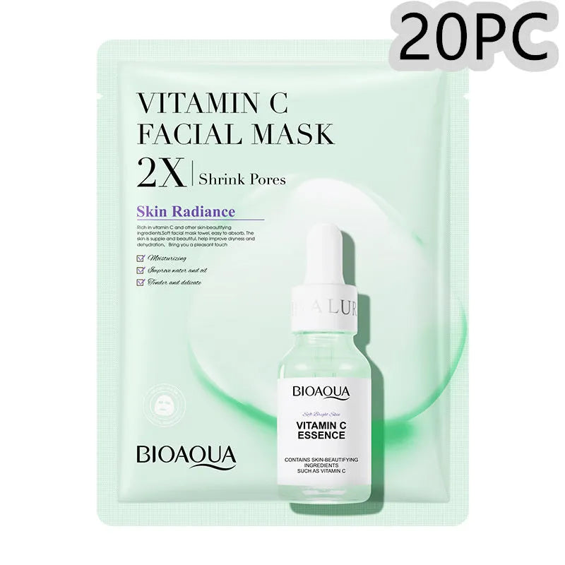 Collagen and Hyaluronic Acid facial sheet mask set with 30g gel formula on white background