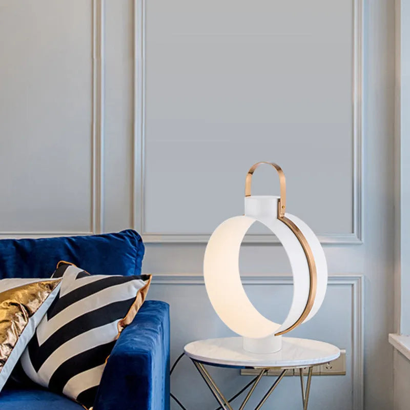 White metal Nordic minimalist table lamp 30x45cm on a desk