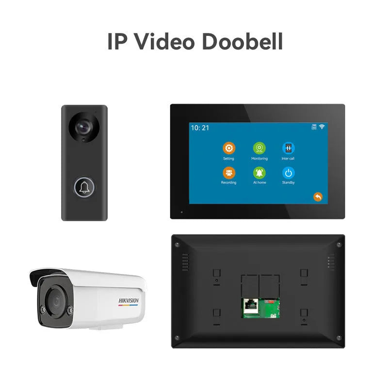 1080P HD video intercom doorbell system with 10-inch display and colour camera