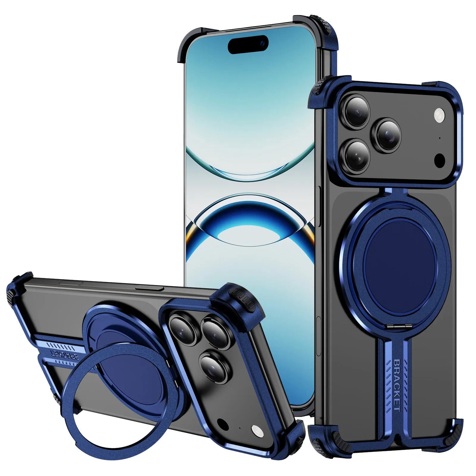Titanium alloy bone sensing bracket phone case frameless design for iPhone 17 series in black