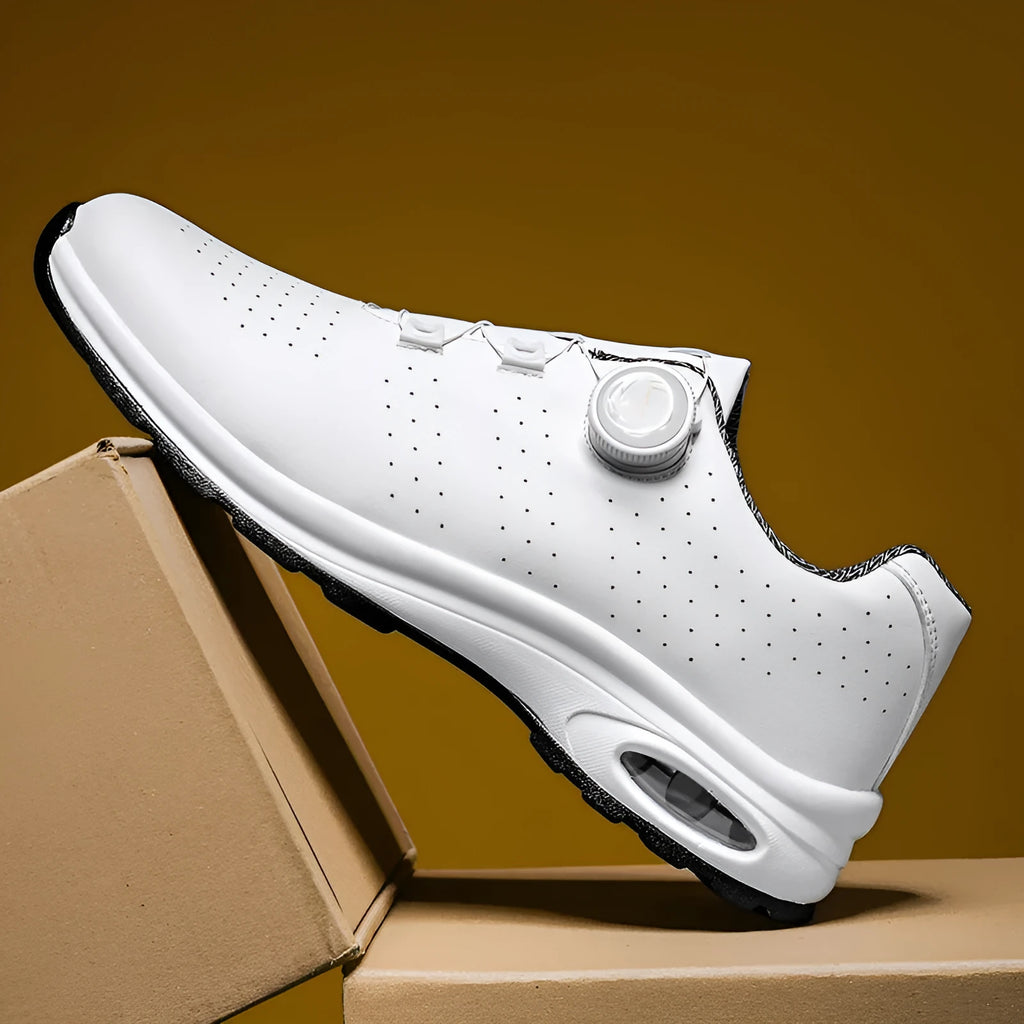 Low top casual shoes with mesh upper, cross shoulder straps and round toe in black or white colours