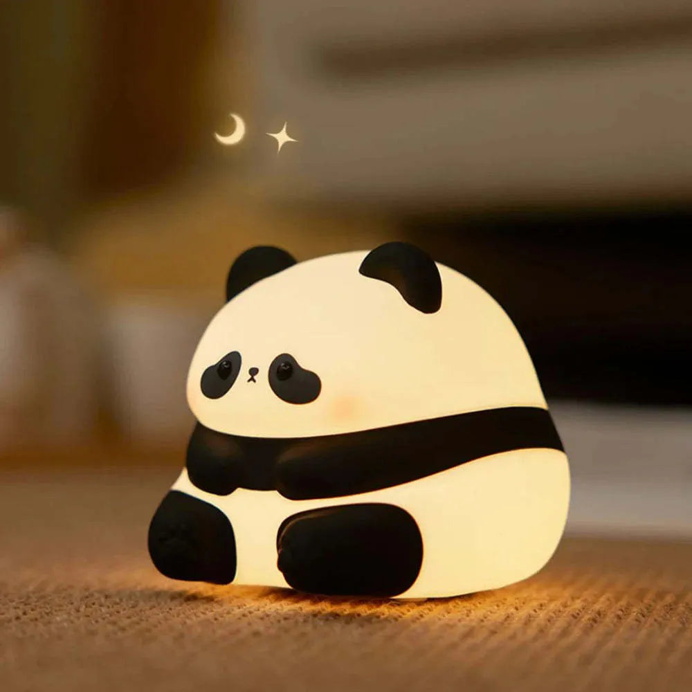 Cartoon panda-shaped silicone night light for kids with rechargeable battery