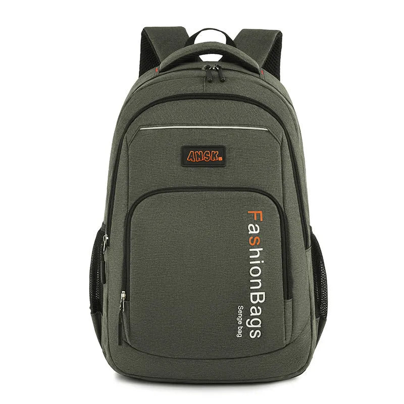 Street style nylon backpack in black, shown with multiple internal organiser pockets including a laptop sleeve.