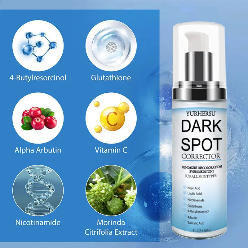 Bottle of spot lightening essence for brightening, moisturising, and tightening skin.