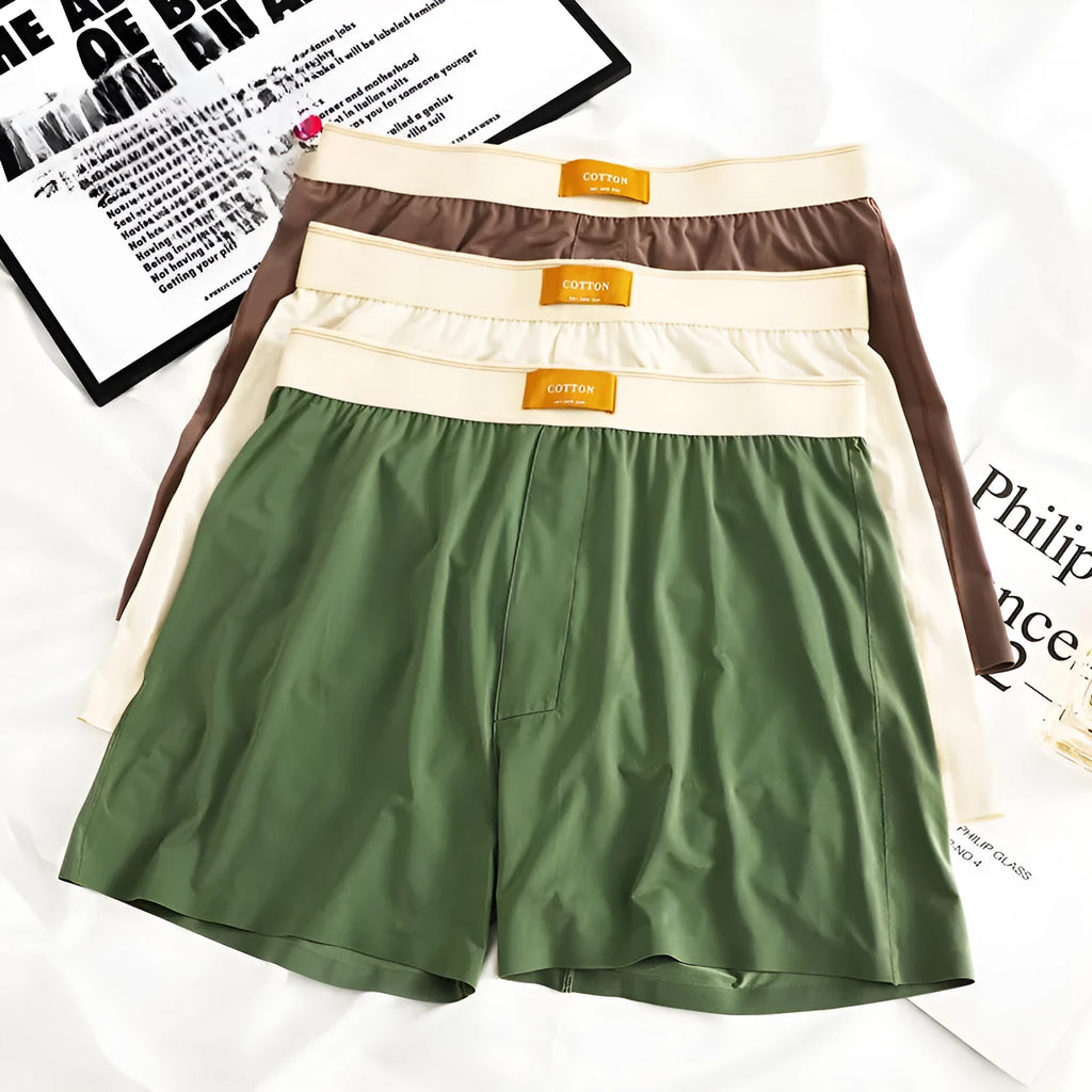 Men's breathable ice silk loose fit boxer briefs underwear in multiple colour options