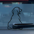 Black and white cartoon dog car sticker with wiper tail, dimensions 21cm by 33cm.