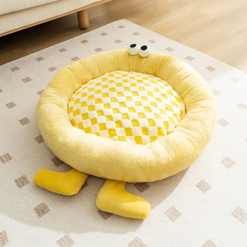 Elf Briquettes plush kennel sleeping mat for dogs and cats in blue, pink, or yellow