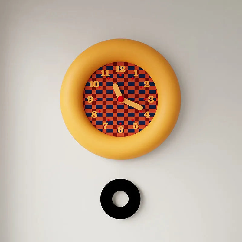 Simple modern Nordic wall clock 25cm diameter with pendulum fat circle face YH6-4 colour
