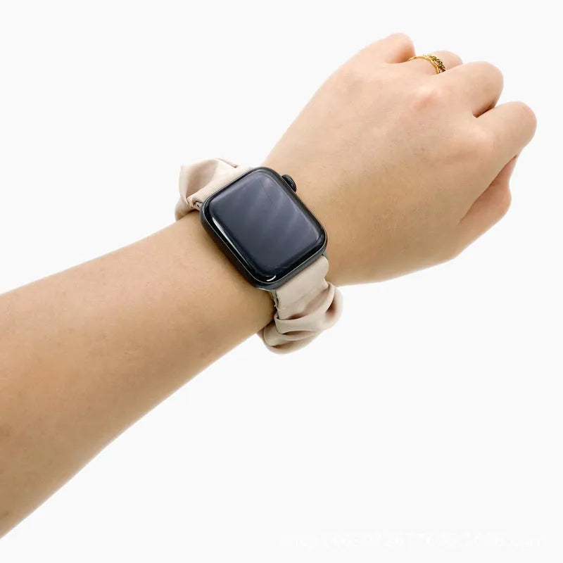 Soft silk satin replacement watch strap for Apple Watch in eight colours, 20mm to 45mm sizes