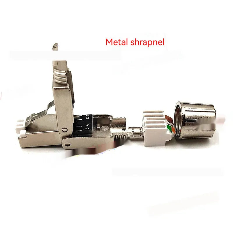 CAT6A metal shrapnel shielded modular plug 74x14.5x11.5mm silver metal crystal head for network cables