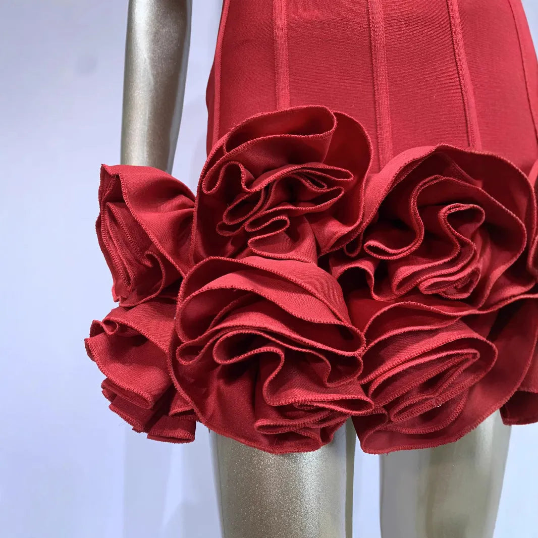 Women's urban style polyester dress with mid waist in black, red or white solid colours