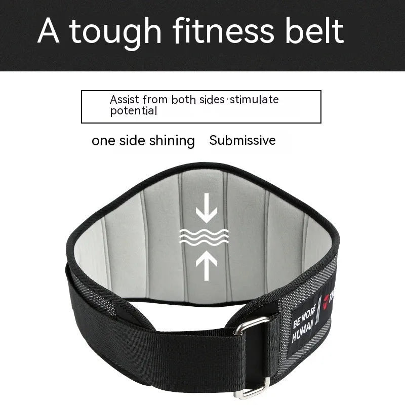 Deep squat workout belt for weightlifting hard pull with lumbar support in black