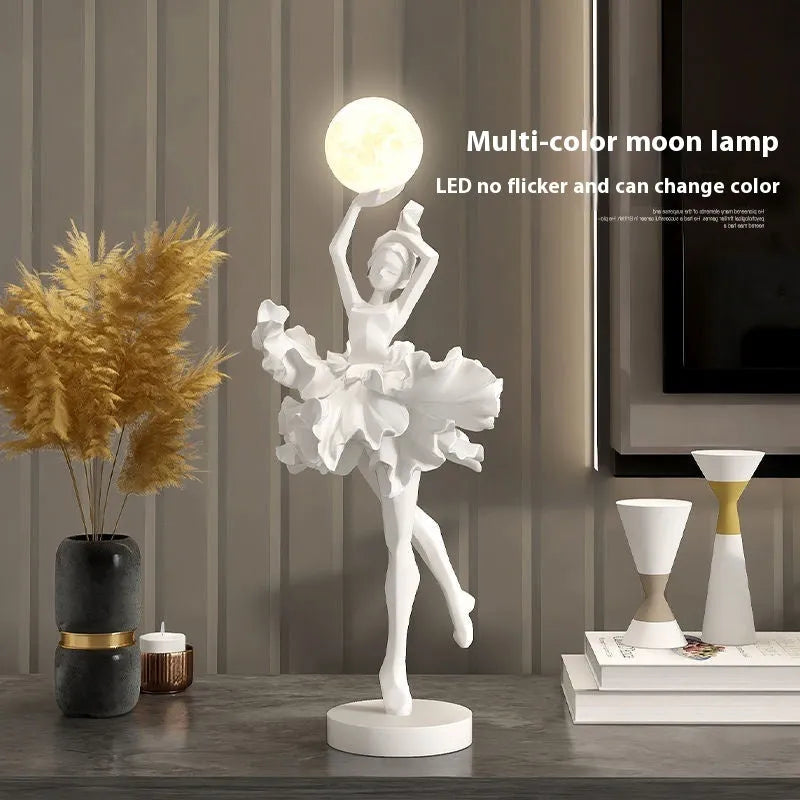 Art Girl resin USB night light ornament in simple modern style with four colour options