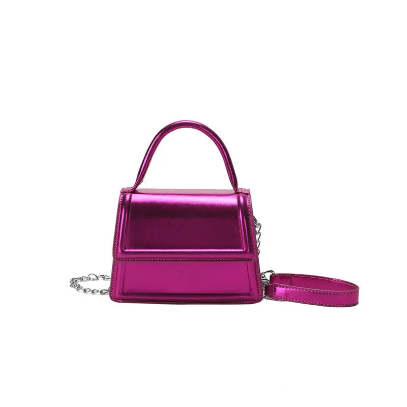 Retro PU crossbody shoulder bag in horizontal square shape showing sewing line details