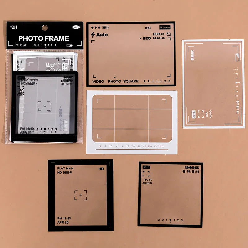 15 retro frame decorative stickers on transparent PET base paper for journal crafting