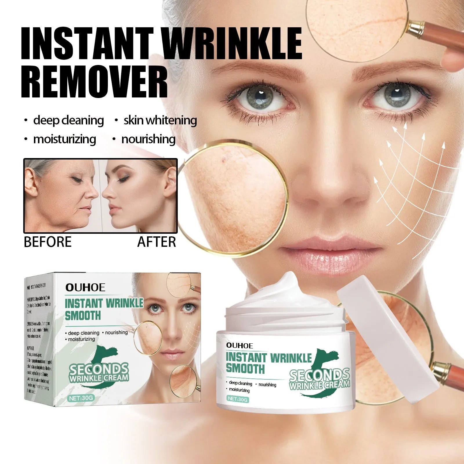 30g jar of anti-aging anti-wrinkle face cream for facial hydration