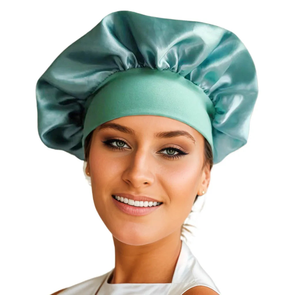 Wide-brimmed high elastic polyester headscarf for women, knitted tie-dye design, flat top crown, breathable sun protection cap