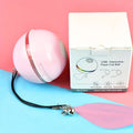 Electric cat toy with LED light and feather attachments in Pink colour on a white background