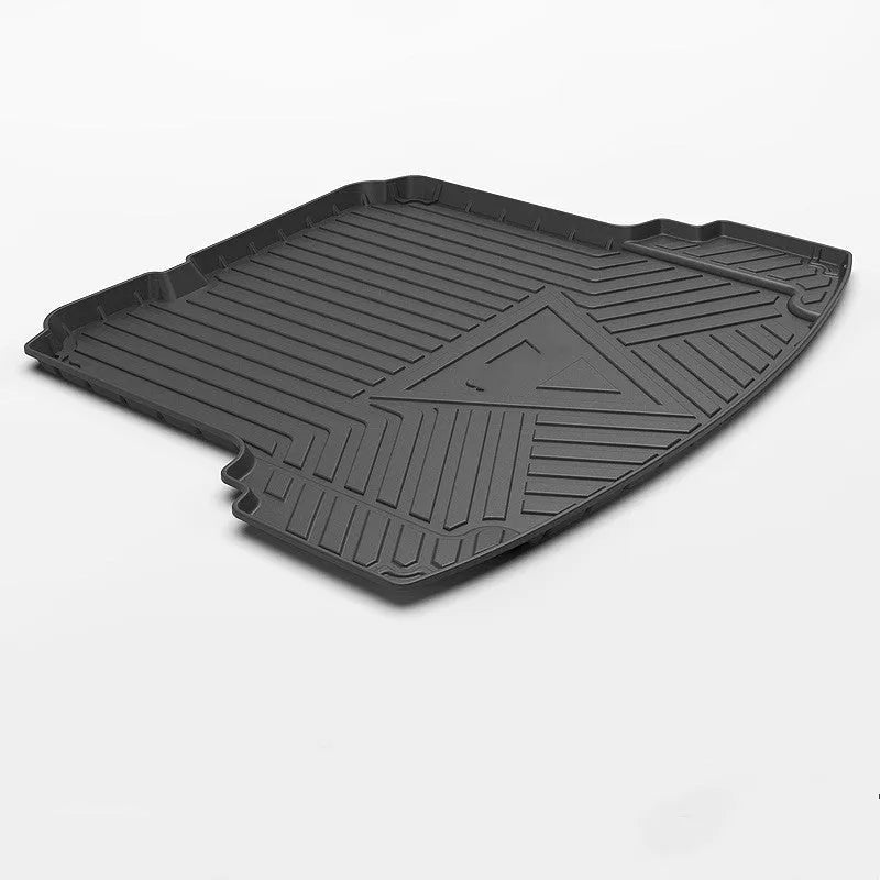 Black carbon fibre pattern TPE trunk liner pad for car boot floor protection.