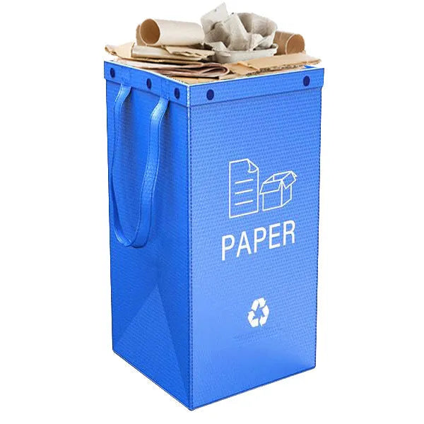 Blue 40-litre PP plastic waste classification bin with clean bag style, dimensions 30cm by 50cm by 30cm