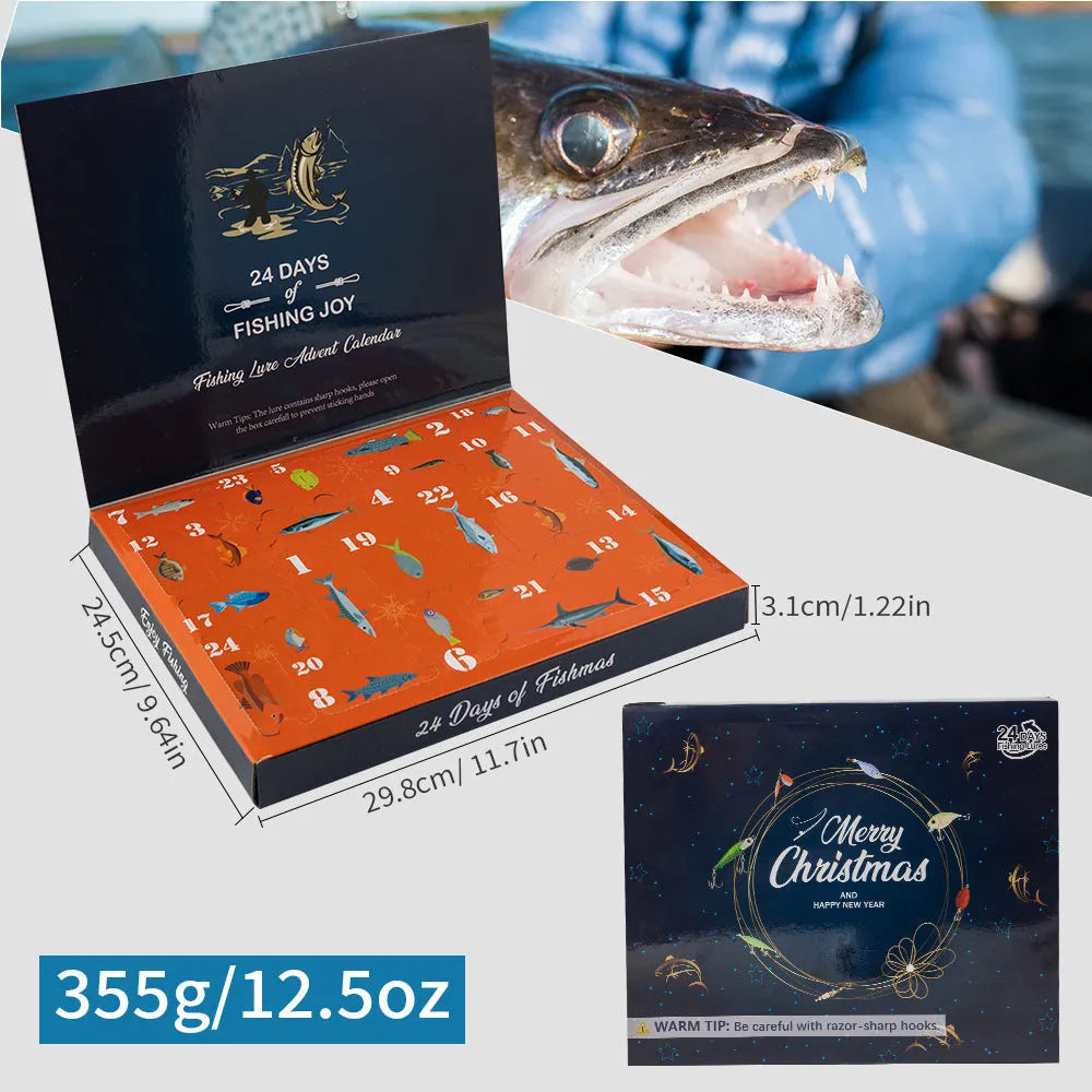 Christmas Mino Bog Fishing Set with 24 metal pieces in blind box packaging
