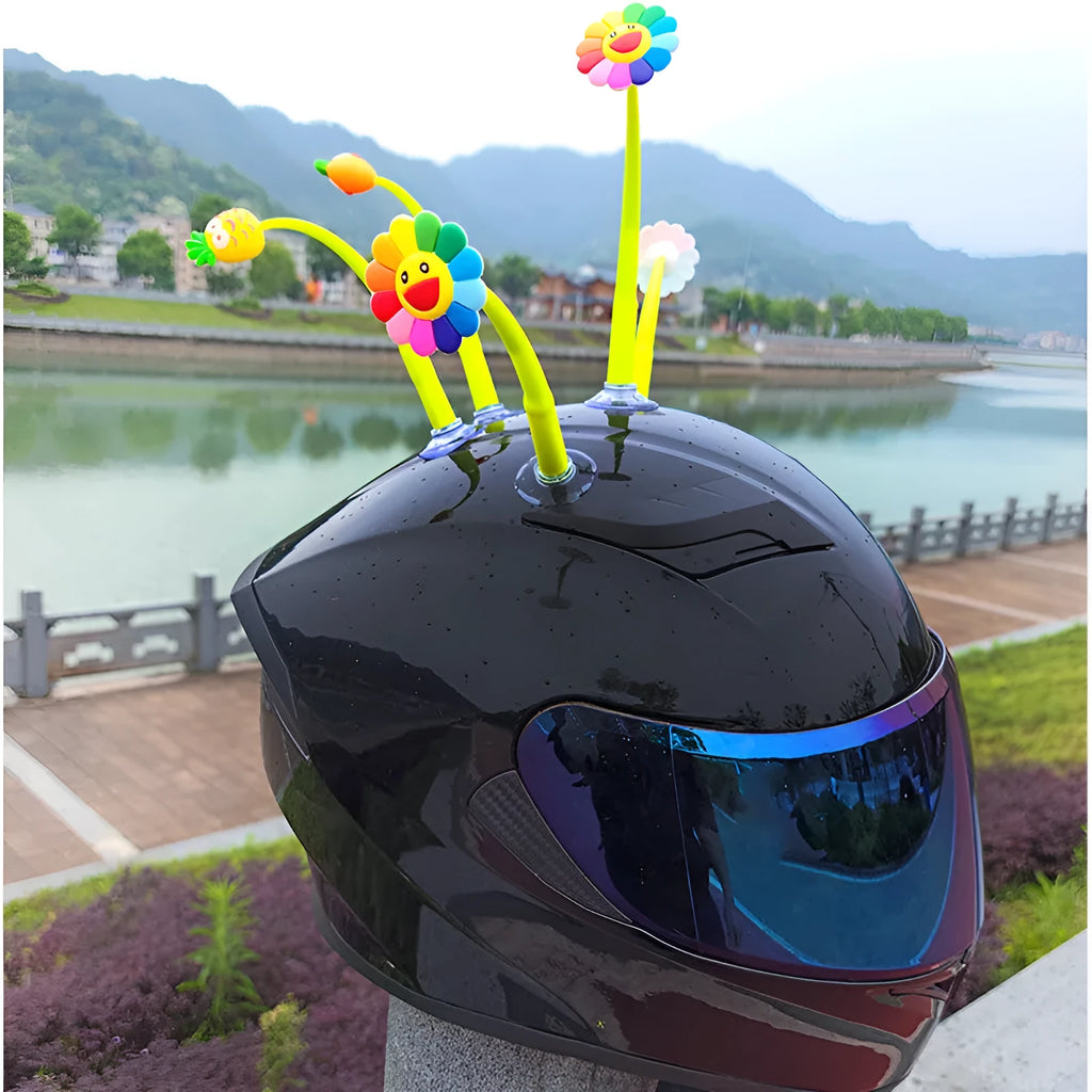 Silicone sunflower helmet decoration with suction cup base