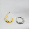 Titanium alloy concave-convex carved nose ring in gold or silver colour with ASTM F136 certification