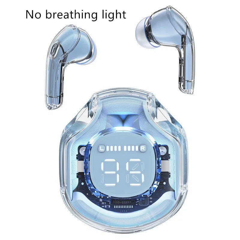 Transparent wireless Bluetooth headphones with in-ear design available in multiple colours