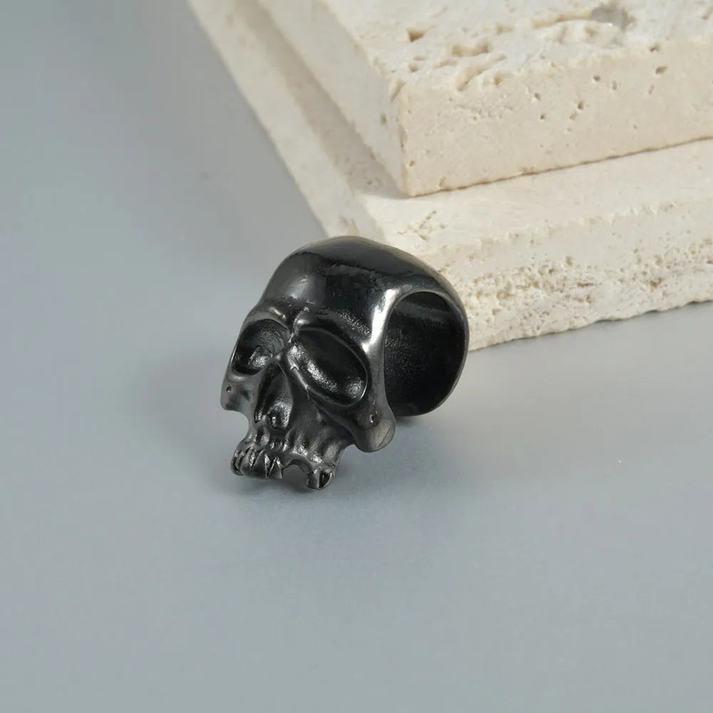 Stainless steel hollow skull Buddha geometric earrings with hip hop style