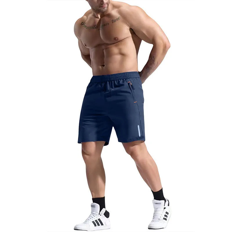 Men's elastic waist shorts in army green made from bamboo and polyester blend fabric for sports.
