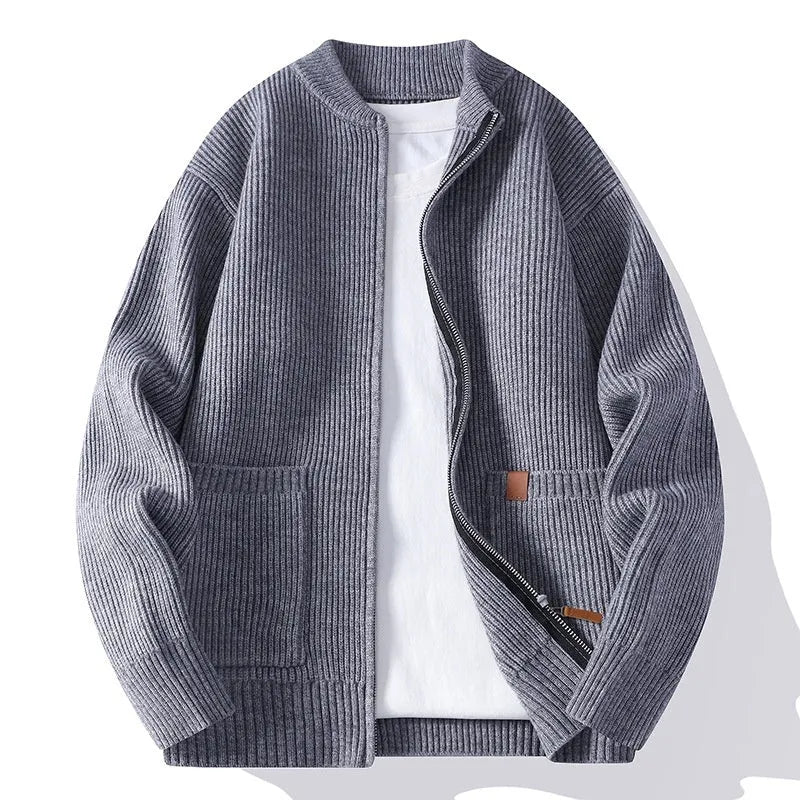 Men's striped cardigan jacket in chemical fibre blend available in multiple colours