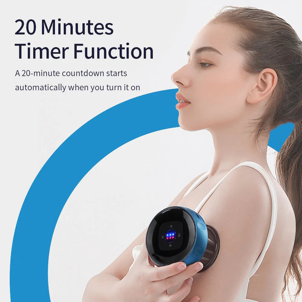 Electric vacuum cupping massager with LED display, 12 suction and heat levels, blue colour model