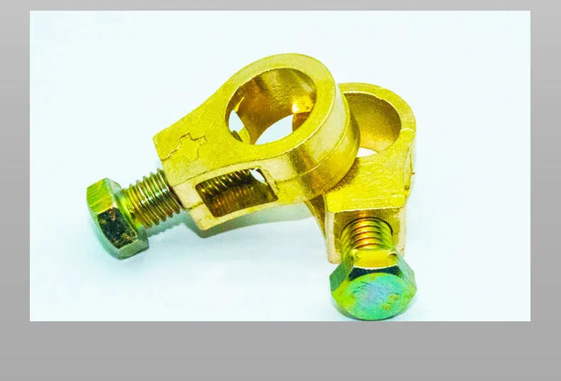 Copper battery connection clip with brass screws for car battery terminals