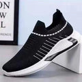 Men's mesh sock shoes with striped design and flyknit upper in black, white colour options