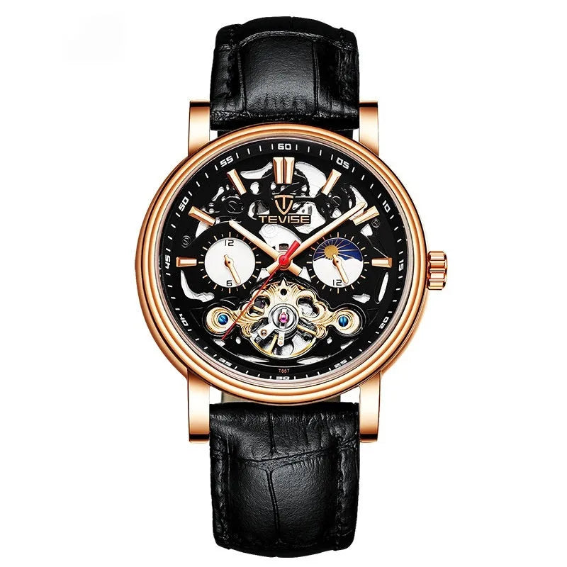 Men's mechanical tourbillon watch with luminous hands on waterproof 16.5mm case