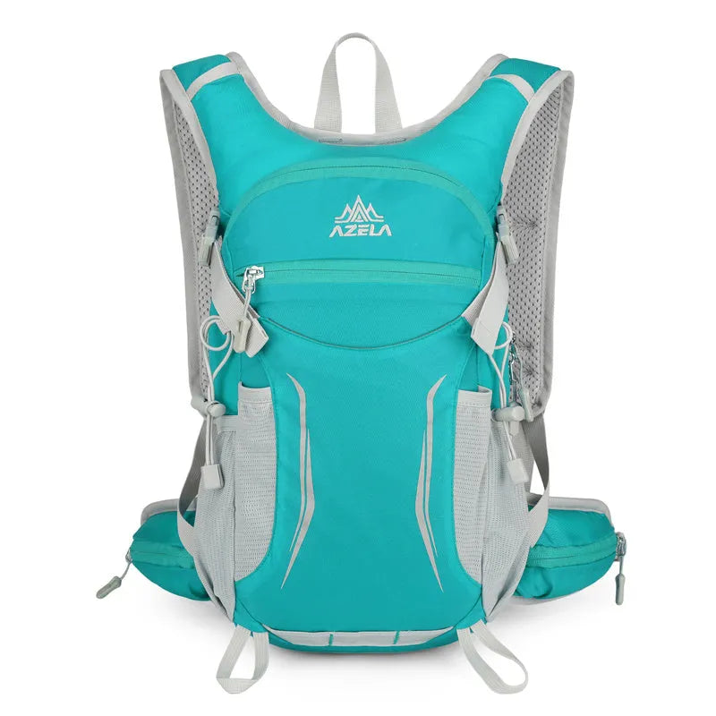 AZELA lightweight hydration backpack with breathable mesh and multiple compartments in black for outdoor sports