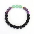 Yoga lotus pendant necklace and bracelet set with handmade stone beads and geometric alloy pendant