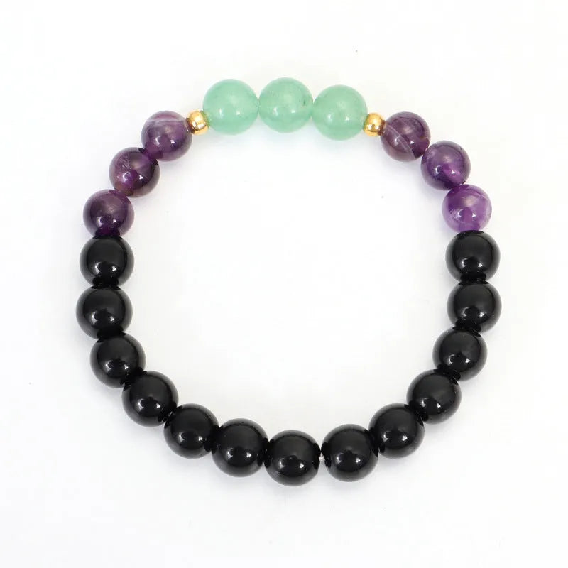 Yoga lotus pendant necklace and bracelet set with handmade stone beads and geometric alloy pendant