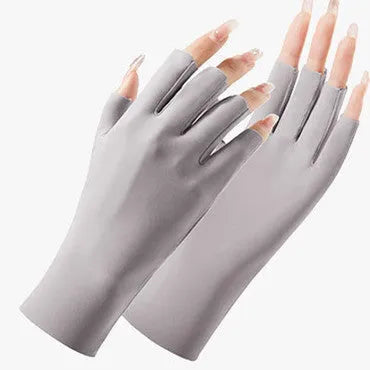 Women's thin sunscreen ice silk gloves with UPF50+ protection in multiple colour options