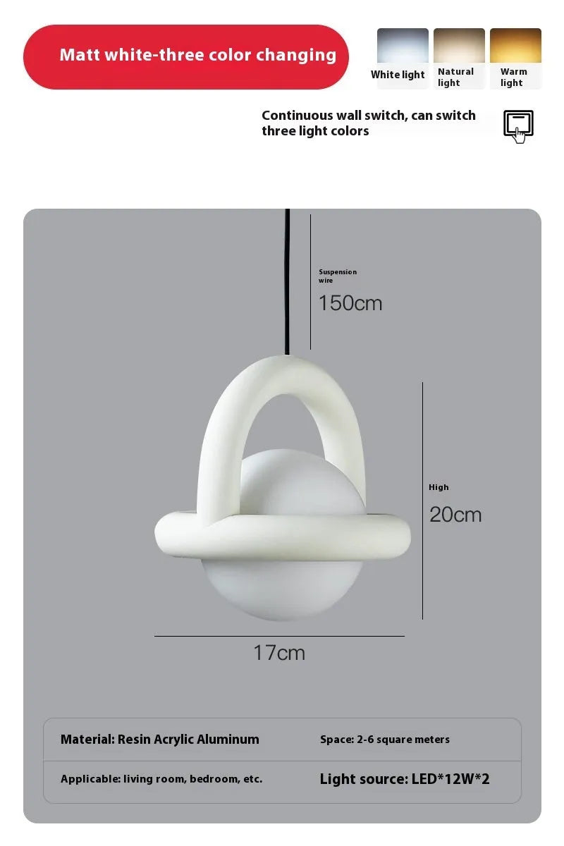 Modern Nordic-style pendant hanging lamp in a matte black finish with warm light.