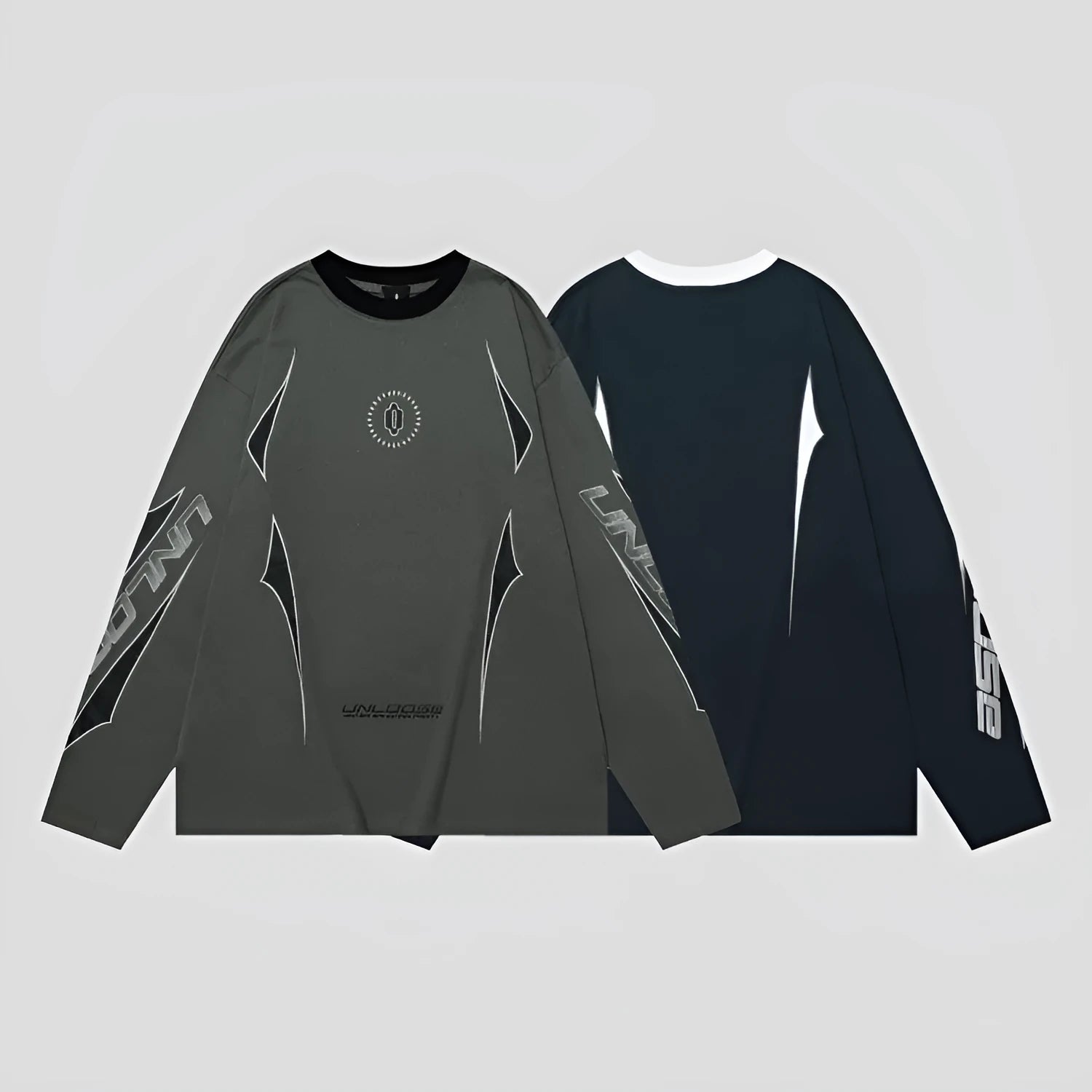 Men's grey cotton drop shoulder pullover with loose fit and long sleeves