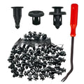 100-piece metal car bumper clip fastener stripping attachment tool set on a workbench