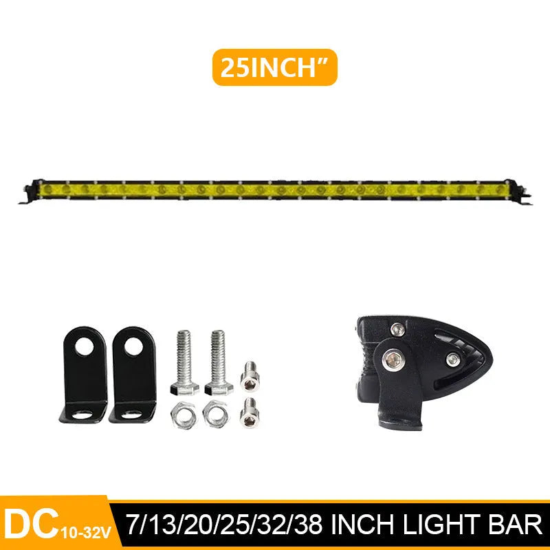 25 inch silver aluminium single row LED light bar with mounting brackets