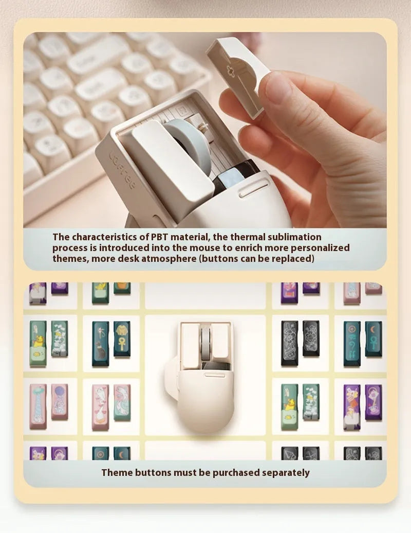 Xiaoqiao wireless mouse in standard size with seven buttons, four-way scroll wheel, and Type-C charging port