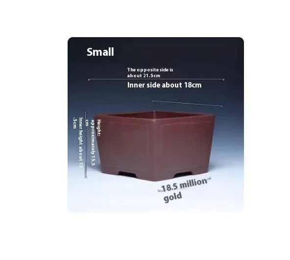 Square purple clay bonsai pot in classical style for succulent plants